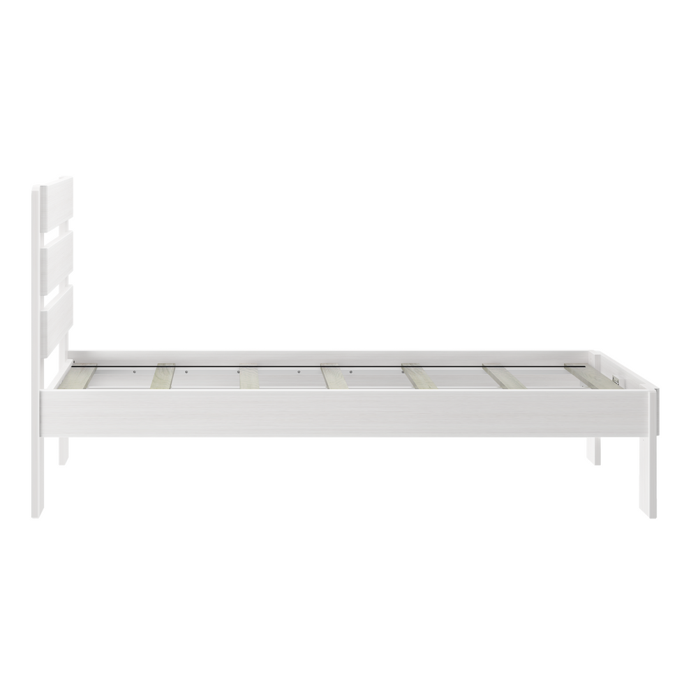 PB190210-182 : Single Beds Farmhouse Twin Bed with Plank Headboard, White Wash