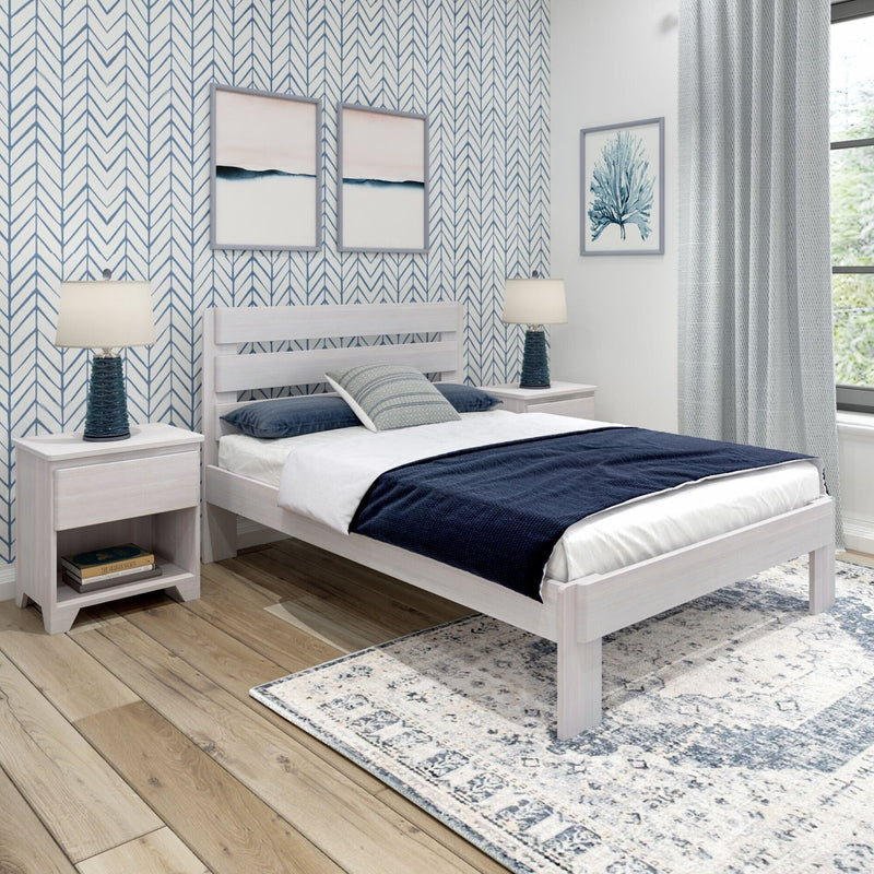 Rustic Slatted Bed - Full Single Beds Plank+Beam White Wash 