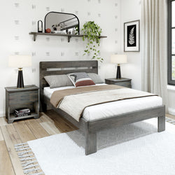 PB190211-185 : Single Beds Farmhouse Full Bed with Plank Headboard, Driftwood