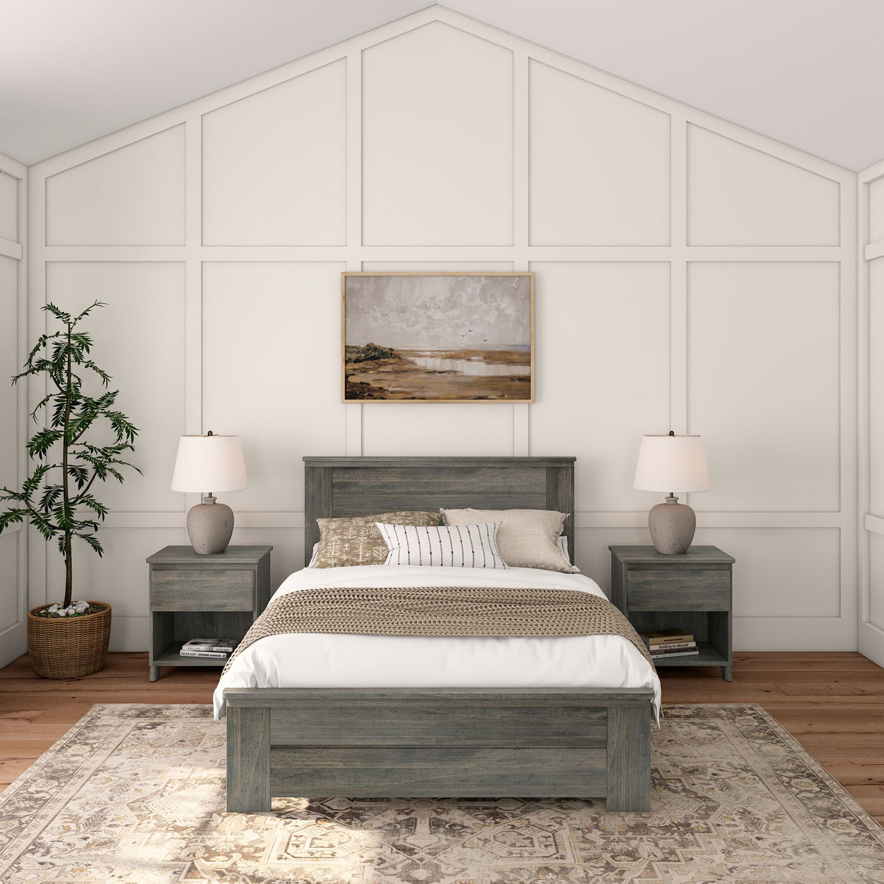 Rustic Full Bed with Solid Headboard Single Beds Plank+Beam 