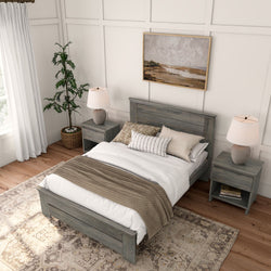 Rustic Full Bed with Solid Headboard Single Beds Plank+Beam 