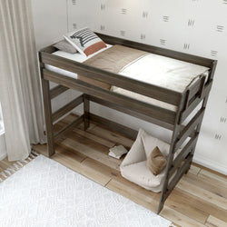 Rustic Twin High Loft Bed Loft Beds Plank+Beam Barnwood Brown 