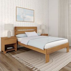 Rustic Queen Bed with Slatted Headboard Single Beds Plank+Beam Rustic Pecan 