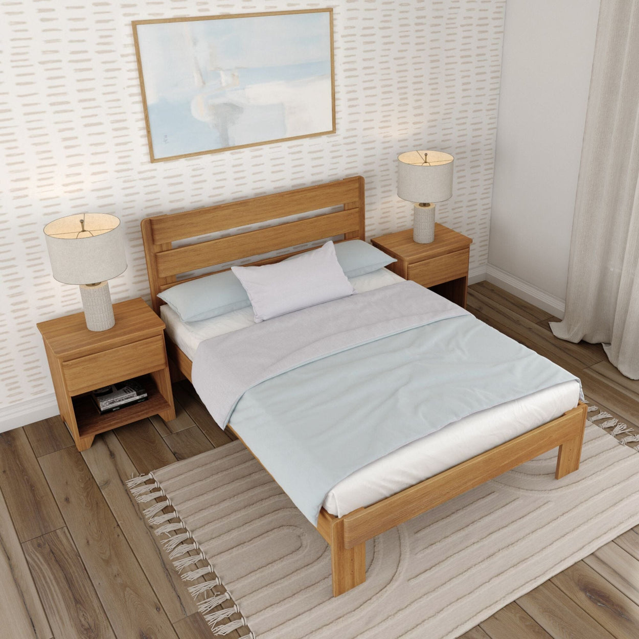 Rustic Queen Bed with Slatted Headboard Single Beds Plank+Beam 