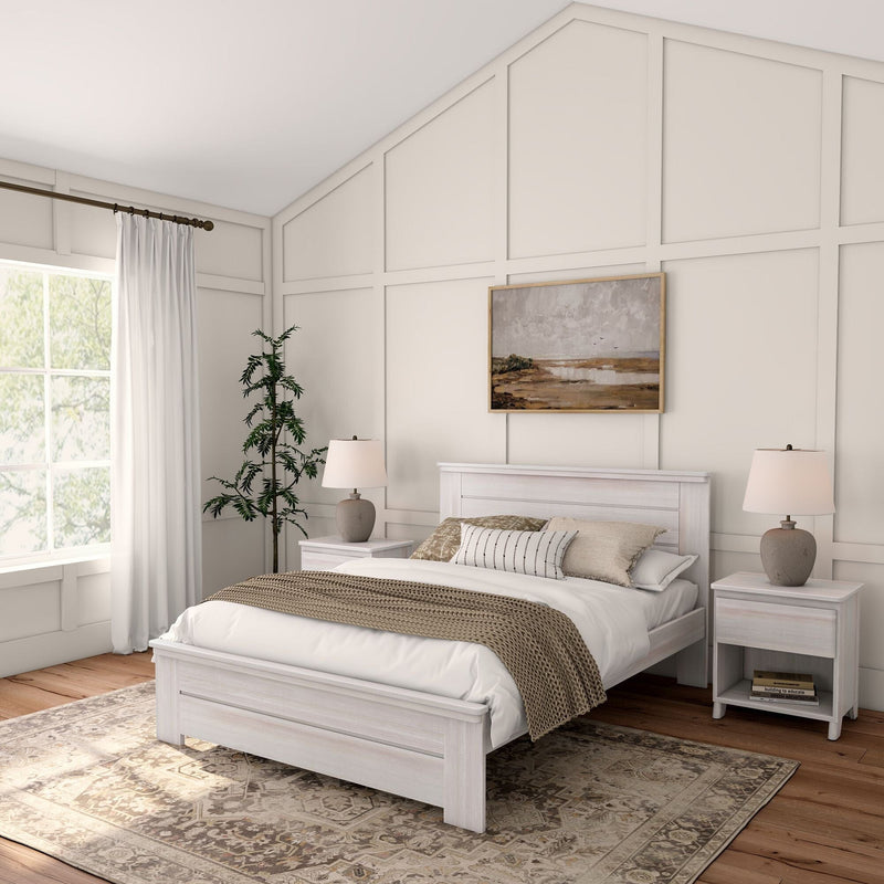Rustic Panel Bed - Queen Single Beds Plank+Beam White Wash 