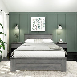 Rustic Queen Bed with Solid Headboard Single Beds Plank+Beam 