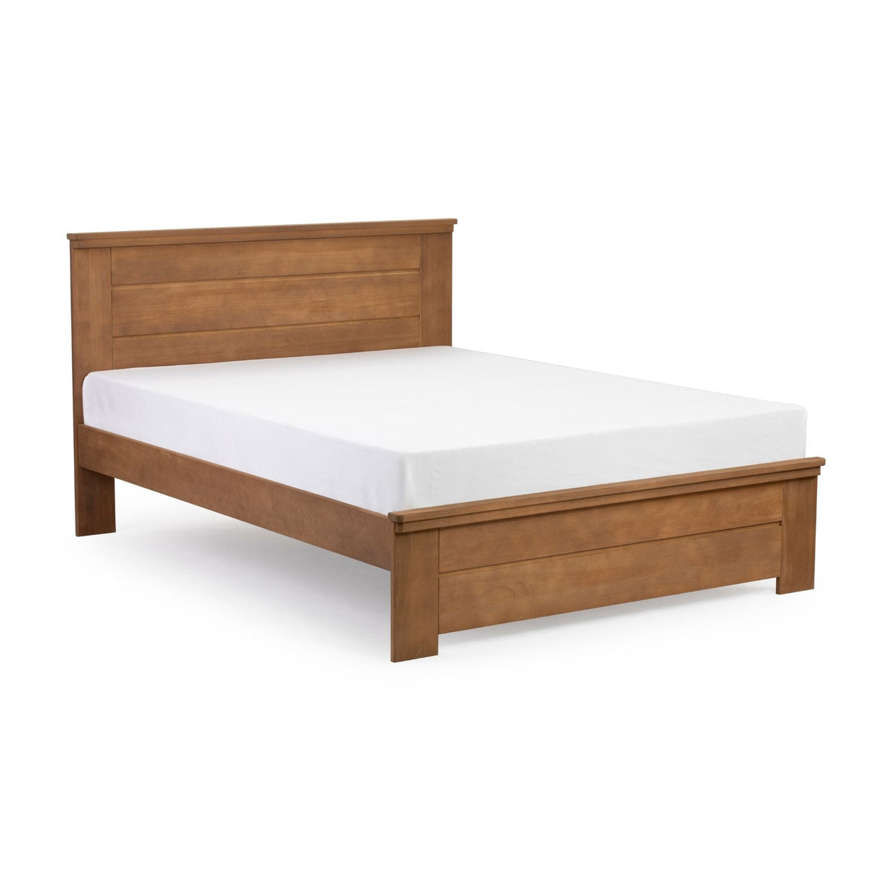 Rustic Queen Bed with Solid Headboard Single Beds Plank+Beam Rustic Pecan 