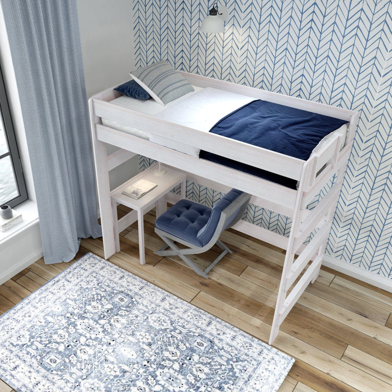Rustic Loft Bed With Desk - Twin Loft Beds Plank+Beam White Wash 