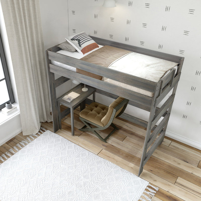 Rustic Loft Bed With Desk - Twin Loft Beds Plank+Beam Driftwood 