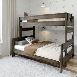 Rustic Twin over Full Bunk Bed Bunk Beds Plank+Beam Barnwood Brown 