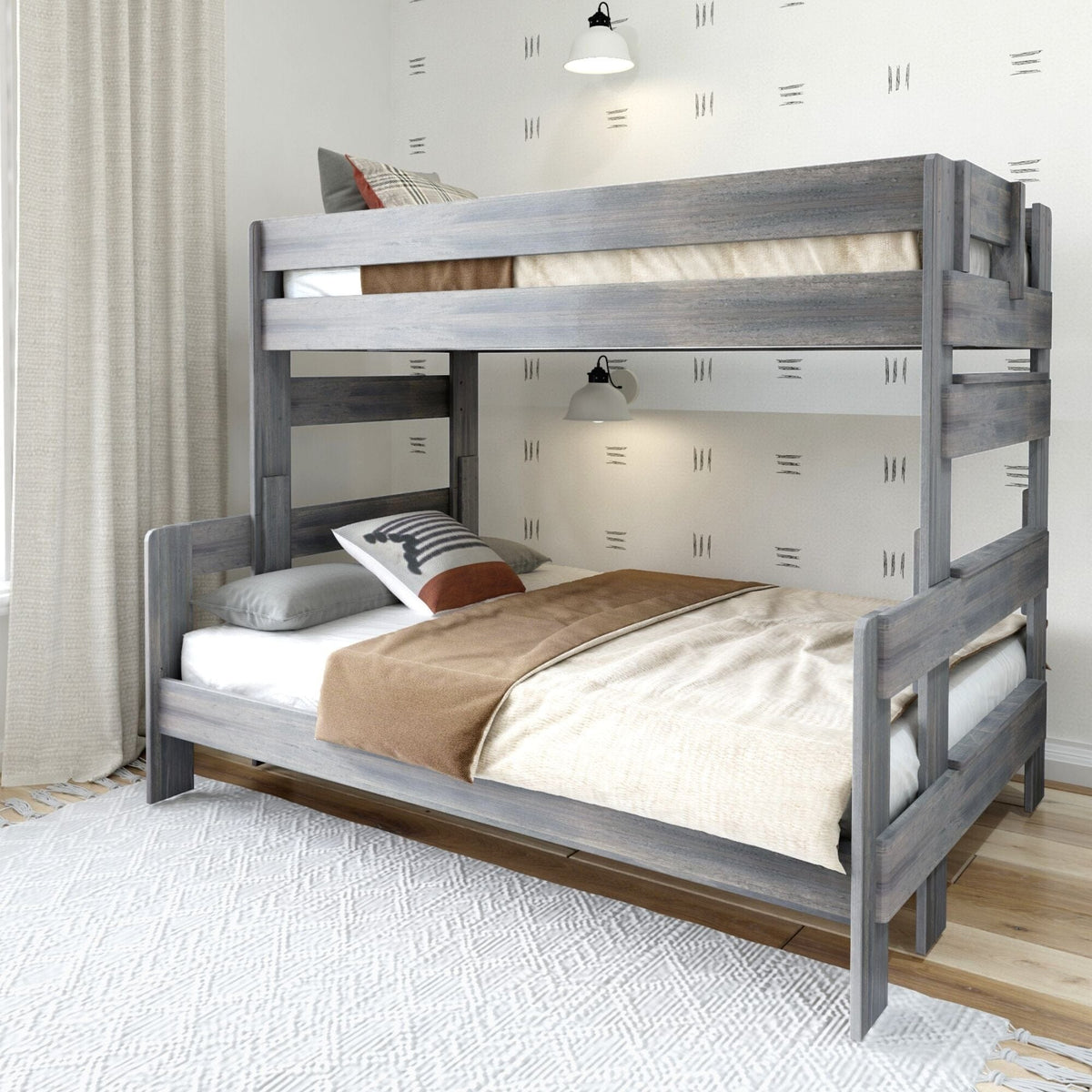 Rustic Twin Over Full Bunk Bed Farmhouse Solid Wood Bed Frames ...