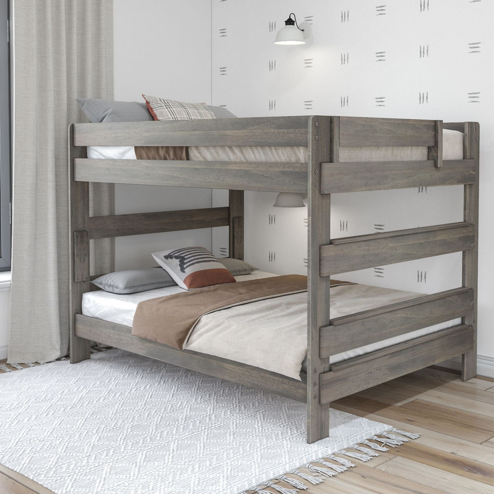 Rustic Queen Over Queen Bunk Bed Farmhouse Solid Wood Bed Frames