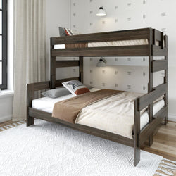 Rustic Twin XL over Queen Bunk Bed Bunk Beds Plank+Beam Barnwood Brown 