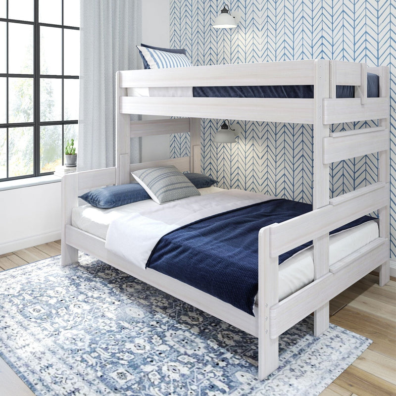 Rustic Twin XL over Queen Bunk Bed Bunk Beds Plank+Beam White Wash 