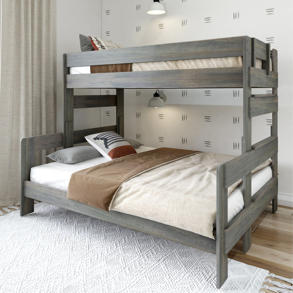 Rustic Twin XL over Queen Bunk Bed Bunk Beds Plank+Beam Driftwood 