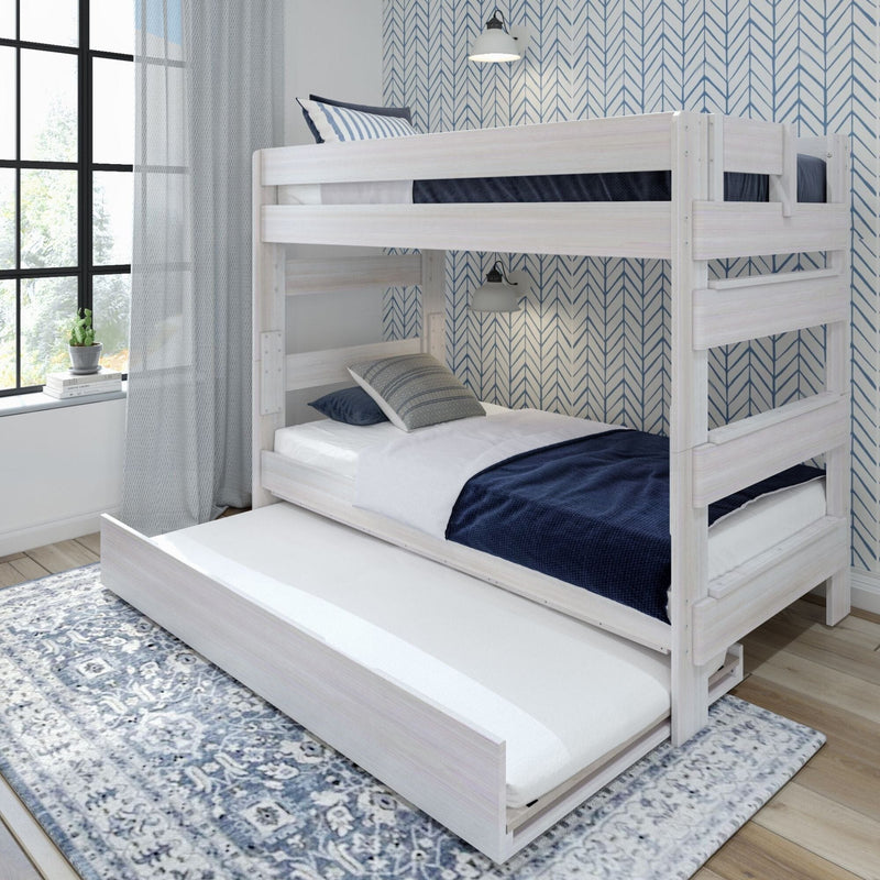Rustic Twin over Twin Bunk Bed + Trundle Bunk Beds Plank+Beam White Wash 