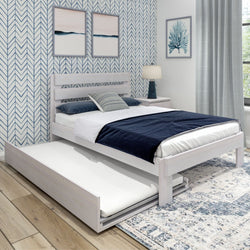 Rustic Slatted Bed + Trundle - Full Single Beds Plank+Beam White Wash 