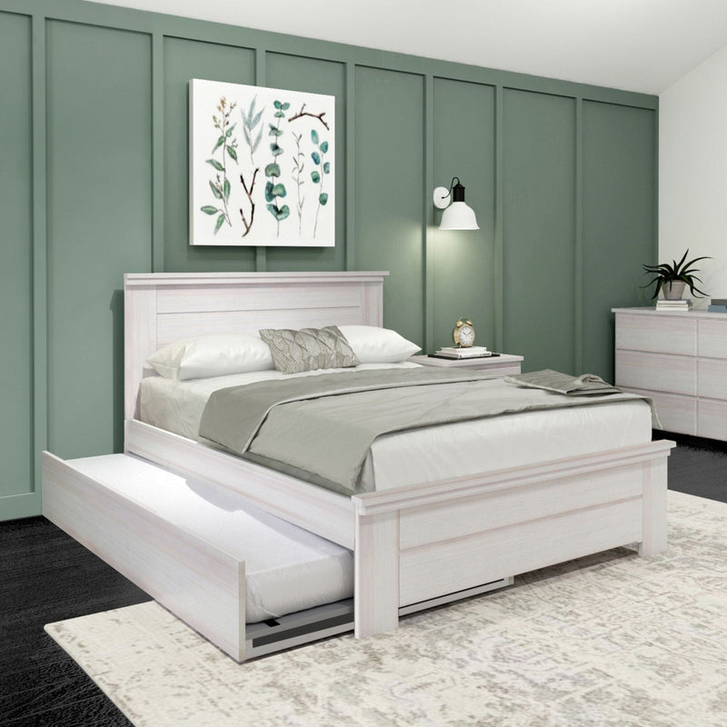 Rustic Panel Bed + Trundle - Full Single Beds Plank+Beam White Wash 