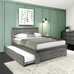 Rustic Full Bed with Solid Headboard + Trundle Single Beds Plank+Beam Driftwood 