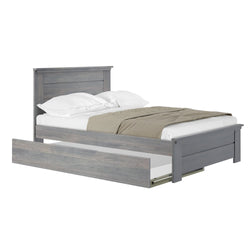 Rustic Full Bed with Solid Headboard + Trundle Single Beds Plank+Beam 