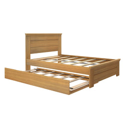 Rustic Full Bed with Solid Headboard + Trundle Single Beds Plank+Beam 