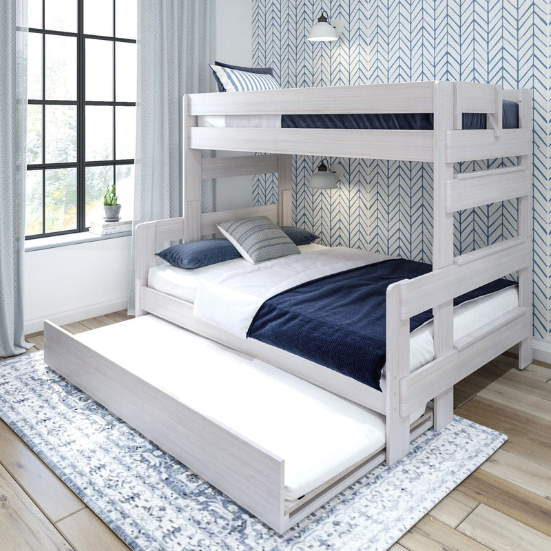 Rustic Twin over Full Bunk Bed + Trundle Bunk Beds Plank+Beam White Wash 