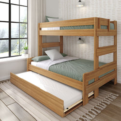 Rustic Twin over Full Bunk Bed + Trundle Bunk Beds Plank+Beam Rustic Pecan 