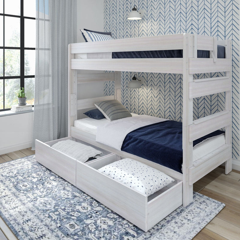 Rustic Twin over Twin Bunk Bed + Underbed Storage Bunk Beds Plank+Beam White Wash 