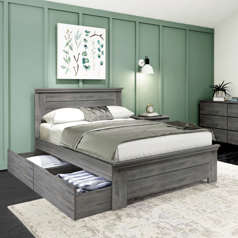 Rustic Panel Bed + Storage - Full Single Beds Plank+Beam Driftwood 
