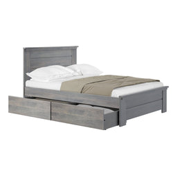 Rustic Full Bed with Solid Headboard + Underbed Storage Single Beds Plank+Beam 