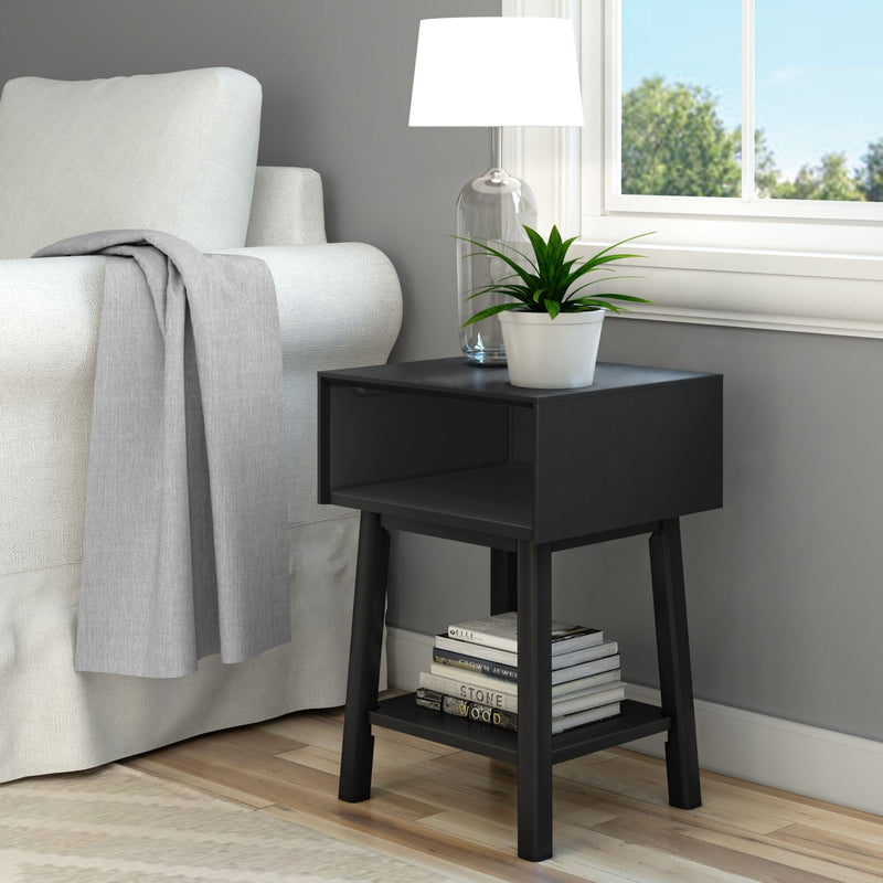 Mid-Century Modern Side Table with Storage - 18" Side Table Plank+Beam Black 