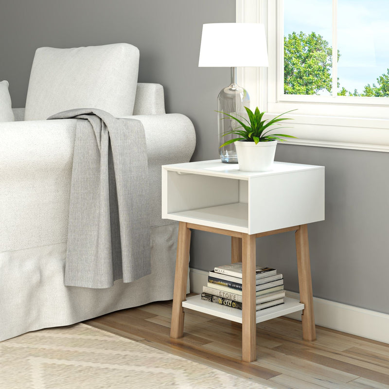Mid-Century Modern Side Table with Storage - 18" Side Table Plank+Beam White and Blonde 