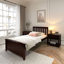 Classic Solid Wood Slatted Twin Bed Single Beds Plank+Beam Espresso 