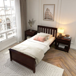 Classic Solid Wood Slatted Twin Bed Single Beds Plank+Beam 
