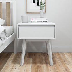 Modern Solid Wood Nightstand with 1 Drawer Furniture Plank+Beam 