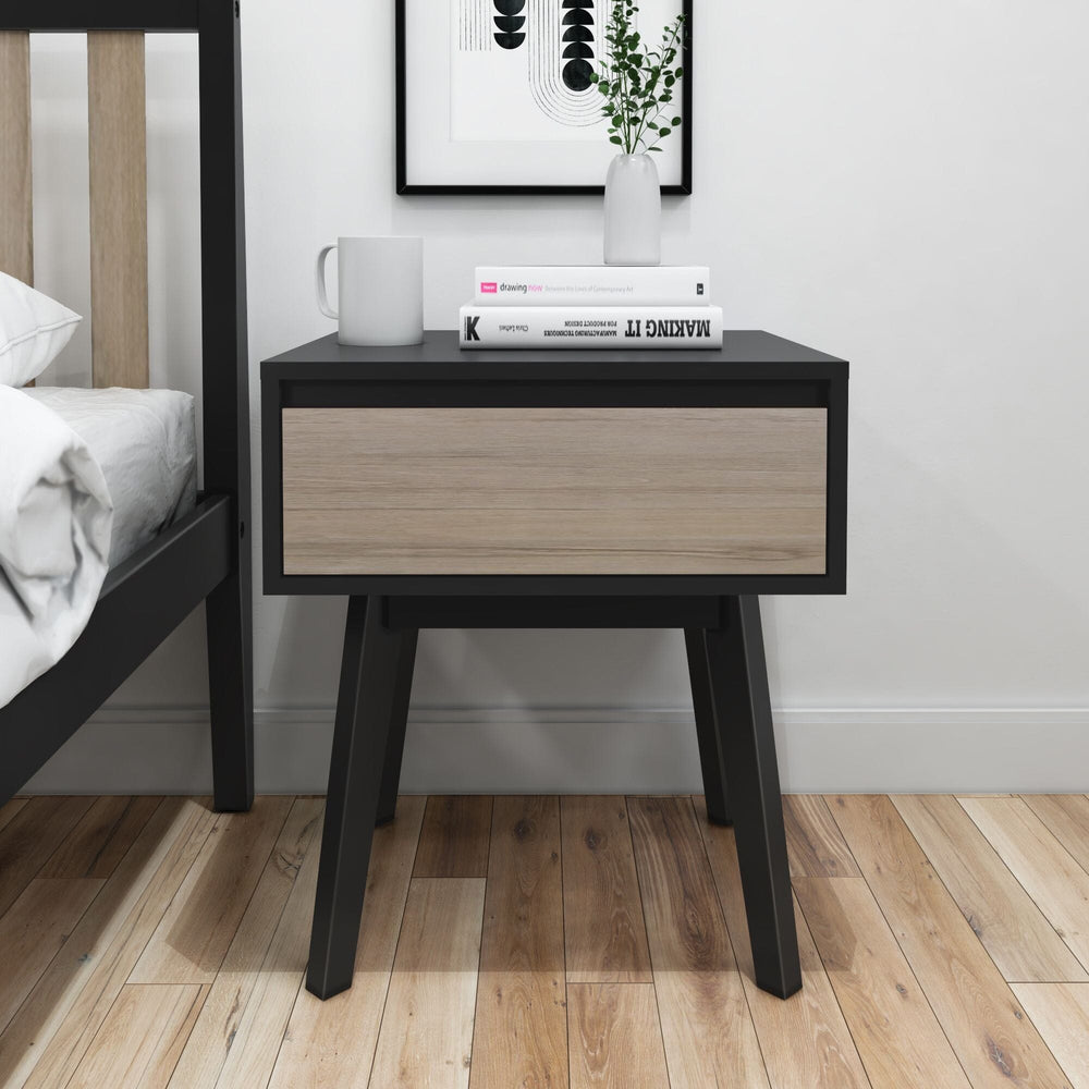 Modern Solid Wood Nightstand with 1 Drawer Furniture Plank+Beam 
