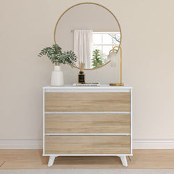 Modern 3-Drawer Dresser Furniture Plank+Beam White and Blonde 