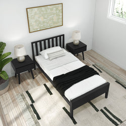 Modern Solid Wood Twin Size Bed with Slatted Headboard Single Beds Plank+Beam 