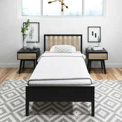 Modern Solid Wood Twin Size Bed with Slatted Headboard Single Beds Plank+Beam 