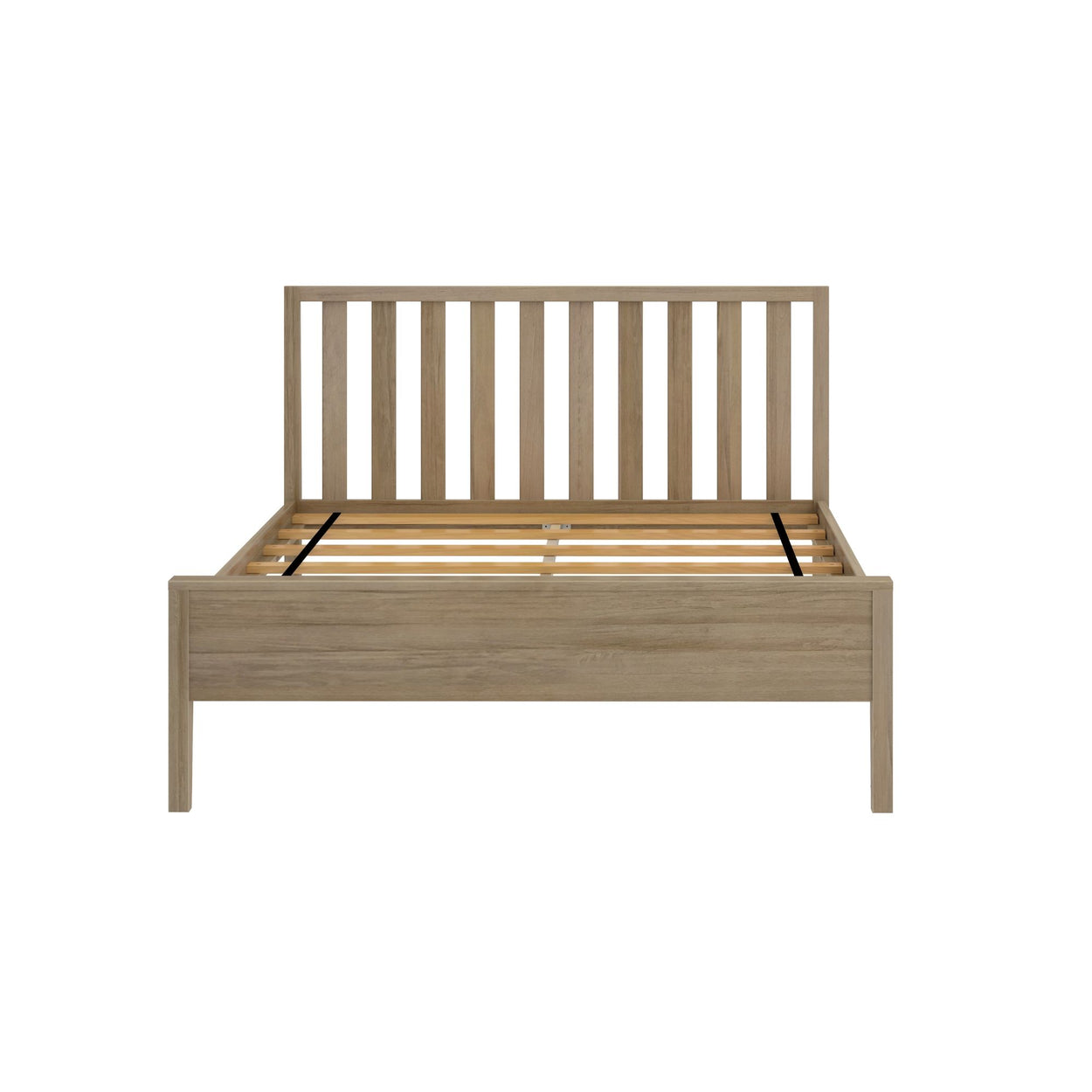 Modern Solid Wood Full Size Bed with Slatted Headboard Single Beds Plank+Beam 