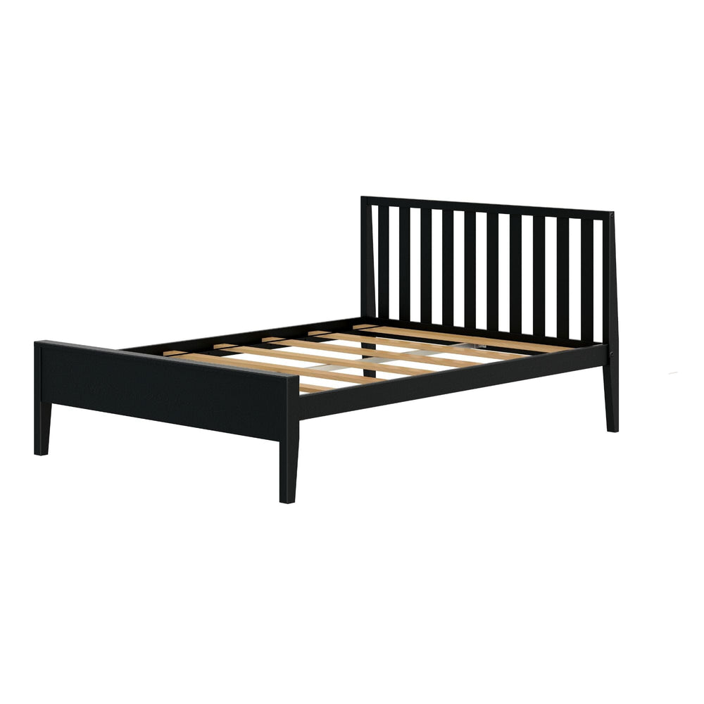 Modern Full Bed Frame with Headboard Scandinavian Minimalist Bed, Pine, Strong Wooden Slats