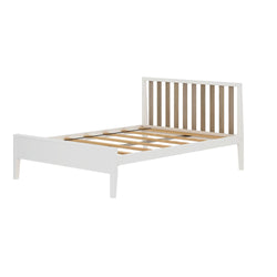 Modern Solid Wood Full Size Bed with Slatted Headboard Single Beds Plank+Beam 
