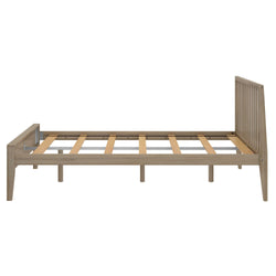Modern Solid Wood Queen Size Bed with Slatted Headboard Single Beds Plank+Beam 