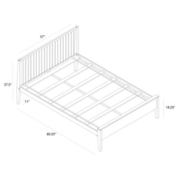 Modern Solid Wood Queen Size Bed with Slatted Headboard Single Beds Plank+Beam 