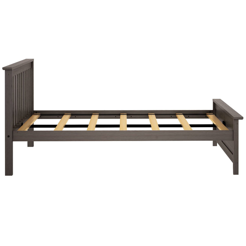 Full-Size Bed Frame Modern Solid Wood Bed with Headboard, Pine, Strong ...