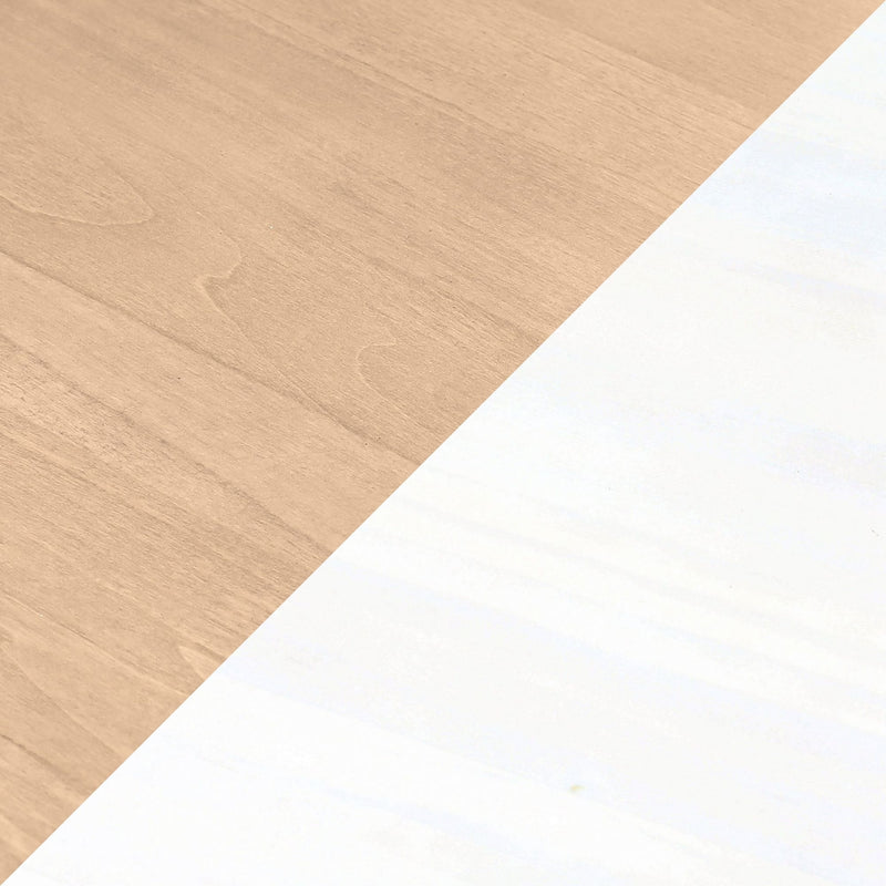 Minimal diagonal composition of light maple wood grain desk and white paper background, clean workspace flatlay for product mockups