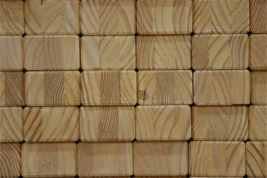 Decorative wooden wall tiles with natural grain pattern texture.