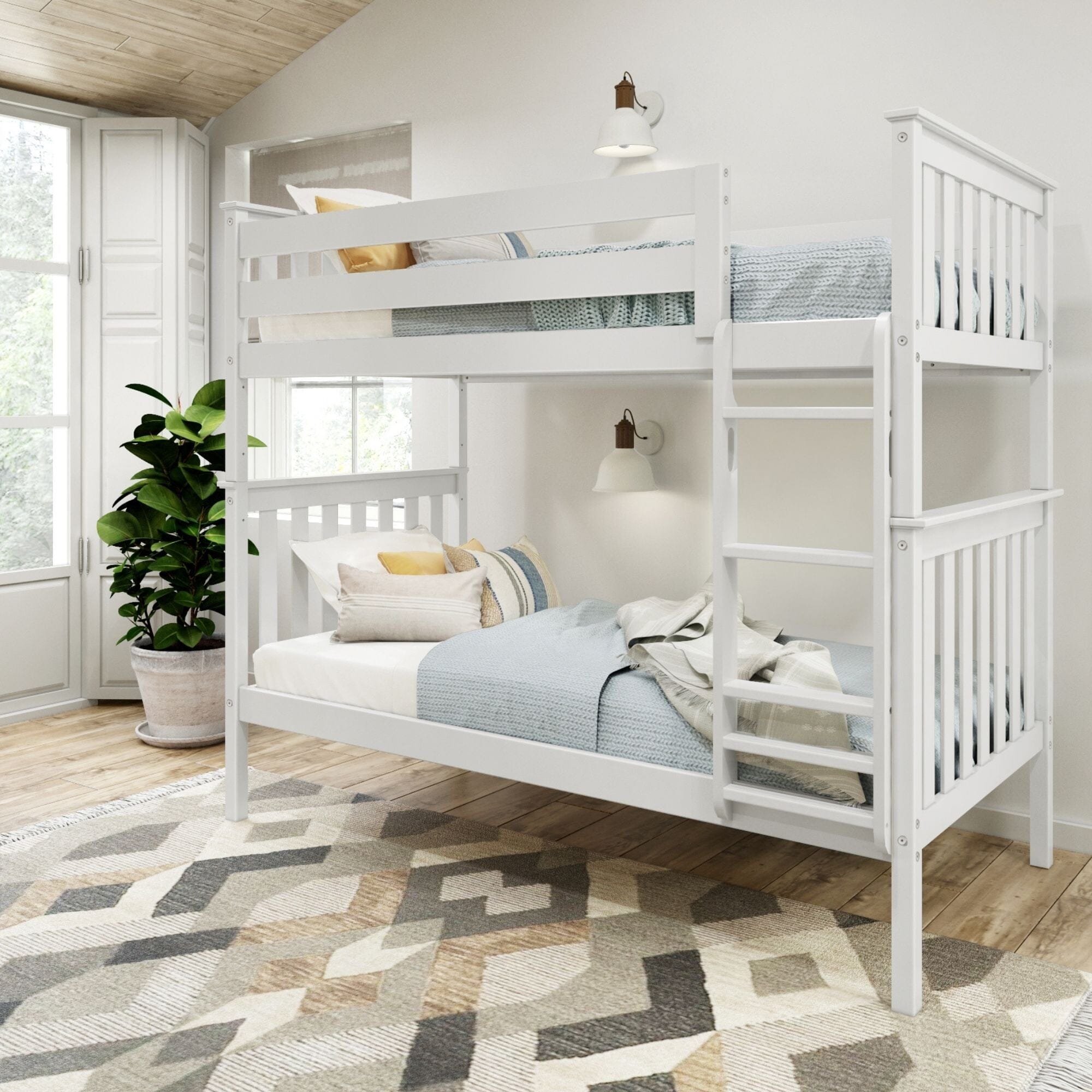 Gray bunk beds 2024 twin over twin