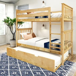 Classic Twin over Twin Bunk Bed + Trundle Bunk Beds Plank+Beam Natural 