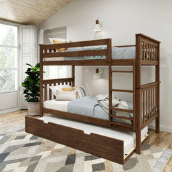Classic Twin over Twin Bunk Bed + Trundle Bunk Beds Plank+Beam Walnut 